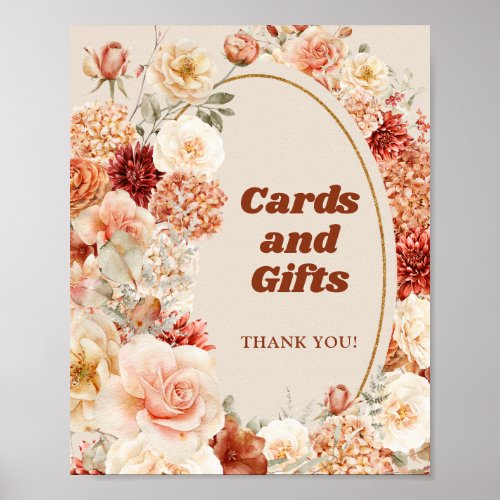 Modern watercolor terracotta red cards and gifts poster