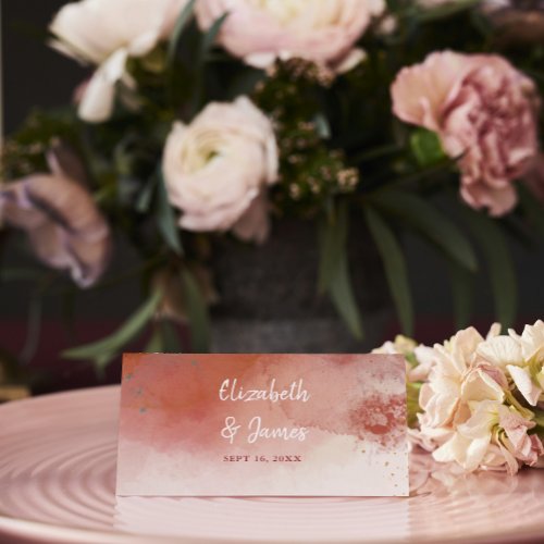 Modern Watercolor Terracotta Wedding Place Card