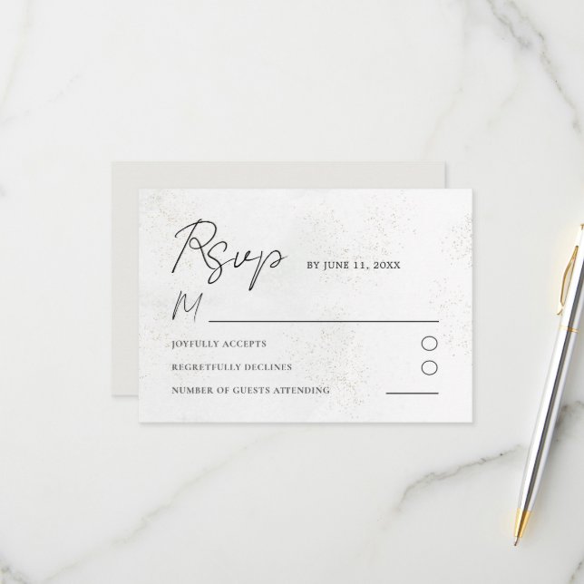 Modern Watercolor texture  Wedding RSVP (Front/Back In Situ)