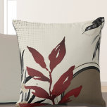 Modern Watercolor Throw Pillow<br><div class="desc">Modern throw pillow features an artistic abstract watercolor design in a cream and burgundy color palette with black, gold and neutral accents. A stylish modern design features watercolor leaves and a geometric circle composition with an inquisitive hummingbird in the upper right hand corner. Inspired by nature, this modern abstract composition...</div>