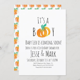 Modern Watercolor Tiny Pumpkins Baby Shower Invitation
