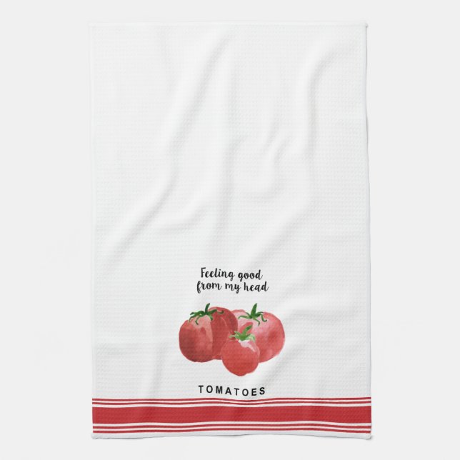 Modern watercolor tomato pun kitchen towel (Vertical)