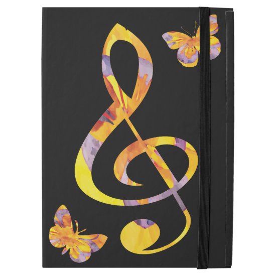Modern watercolor treble clef and butterflies iPad pro 12.9" case