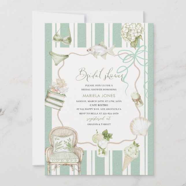 Modern Watercolor Tropical Beach Palm Serenity San Invitation (Front)
