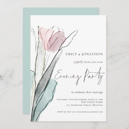 Modern Watercolor Tulip Wedding Evening Party Invitation