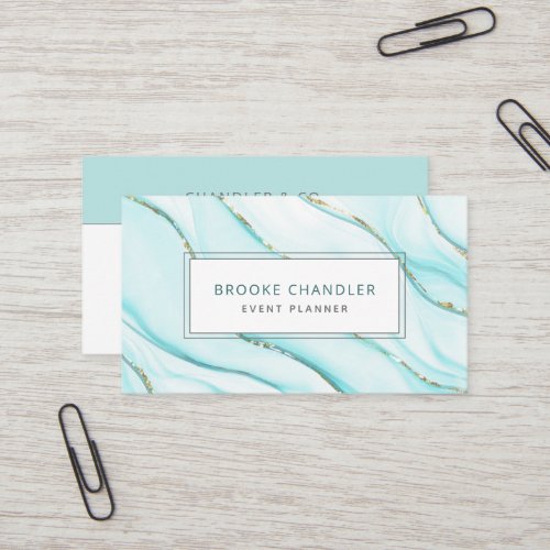 Modern Watercolor Turquoise Wave Feminine  Business Card