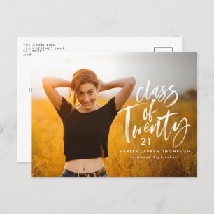 modern watercolor typography graduate photo invitation postcard