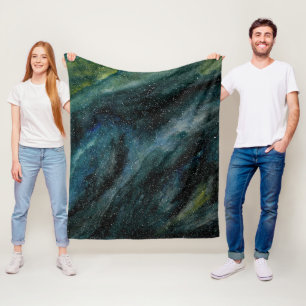 Modern Watercolor Universe Hand Painted Galaxy Fleece Blanket