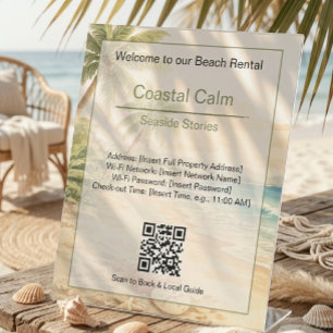 Modern Watercolor Vacation Rental Beach House Pedestal Sign