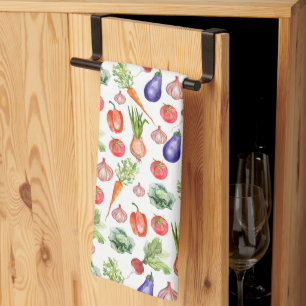Modern Watercolor Vegetables Kitchen  Towel