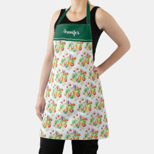 Modern watercolor vegetables pattern personalized apron