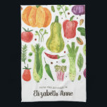Modern Watercolor Vegetables Veggies Script Name Kitchen Towel<br><div class="desc">Modern Watercolor Vegetables Veggies From the Kitchen of Elegant Feminine Script Name Kitchen towel</div>