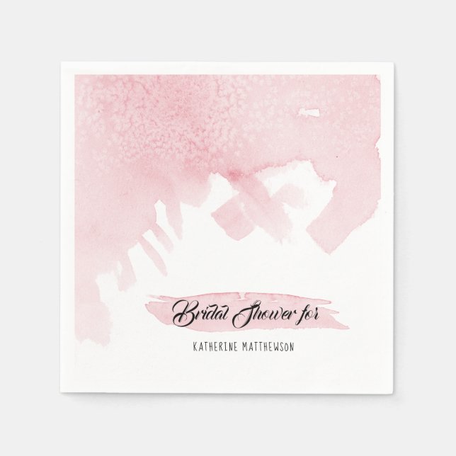 Modern Watercolor Wash Elegant Pink Bridal Shower Napkins (Front)