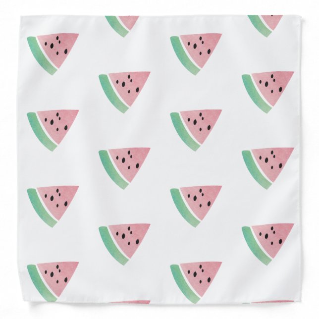 Modern Watercolor Watermelon Pink Fun Bandana (Front)
