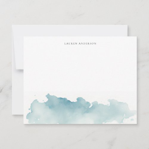 Modern Watercolor waves Stationery flat  Note Card