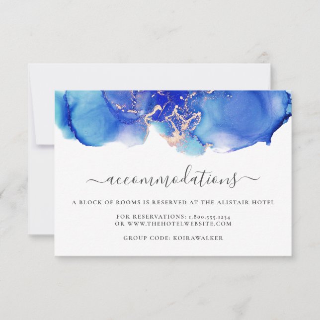 Modern Watercolor Wedding Accommodation Card (Front)