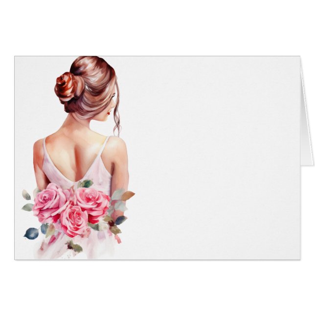 Modern Watercolor Wedding Bridal Shower Table card (Front Horizontal)