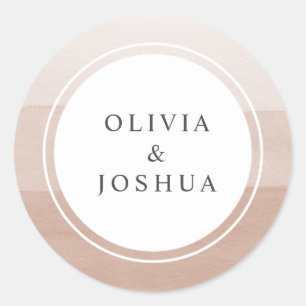 Modern Watercolor Wedding Classic Round Sticker