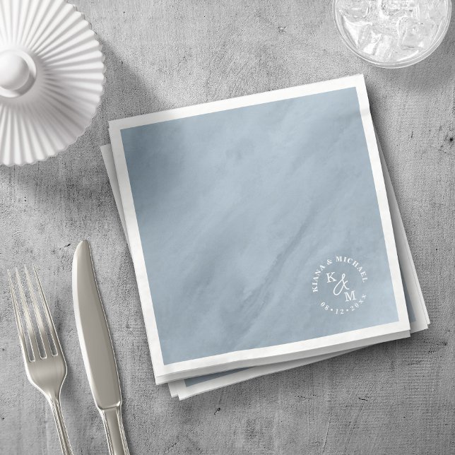 Modern Watercolor Wedding Dusty Blue ID816 Napkins (Creator Uploaded)
