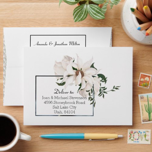 Modern Watercolor Wedding Envelope Pre_addressed