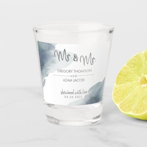 Modern Watercolor Wedding Favor Shot Glass