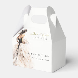 Modern Watercolor Wedding Gown Bridal Shower Favor Boxes