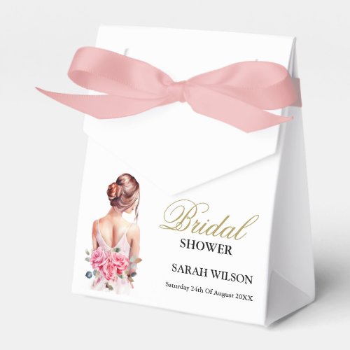 Modern Watercolor Wedding Gown Bridal Shower  Favor Boxes