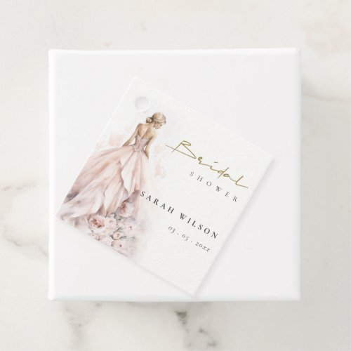 Modern Watercolor Wedding Gown Bridal Shower Favor Tags