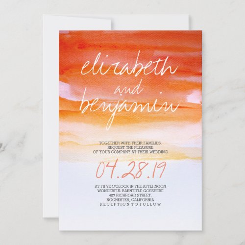 Modern watercolor wedding invitations