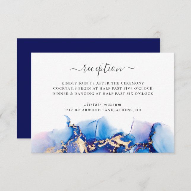 Modern Watercolor Wedding Reception Card (Front/Back)
