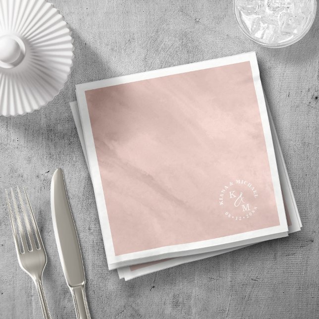 Modern Watercolor Wedding Rose Gold ID816 Napkins (Creator Uploaded)