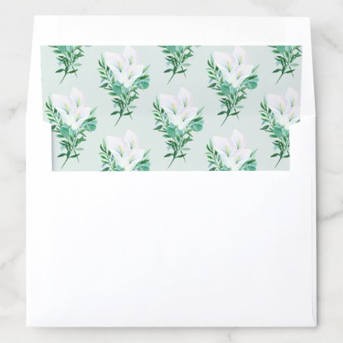 Modern Watercolor White Calla Lily Floral Wedding Envelope Liner