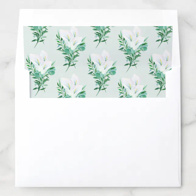 Modern Watercolor White Calla Lily Floral Wedding Envelope Liner | Zazzle