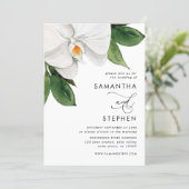 Modern Watercolor White Orchid Wedding Invitation (Standing Front)