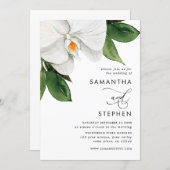 Modern Watercolor White Orchid Wedding Invitation (Front/Back)