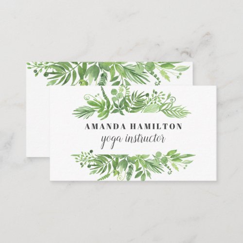 Modern Watercolor wild meadow green foliage Business Card