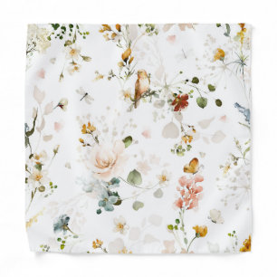 Modern Watercolor Wildflower Garden t Bandana