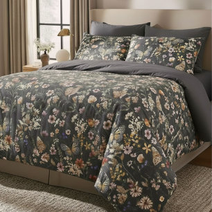 Modern Watercolor Wildflowers Botanical Duvet Cover