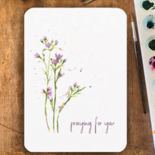 Modern Watercolor Wildflowers Praying For You Note Card