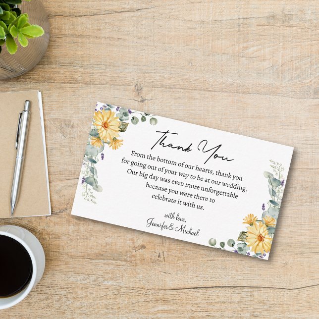 modern watercolor wildflowers thank you wedding  note card (Creator Uploaded)