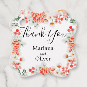 Modern Watercolor Wildflowers Trendy Floral Favor Tags