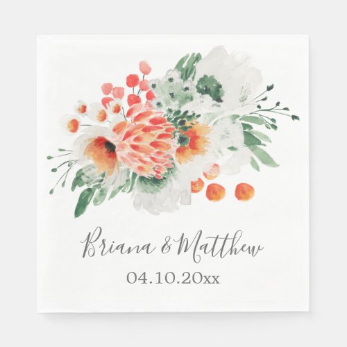 Modern Watercolor Wildflowers Trendy Floral Napkin