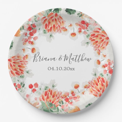 Modern Watercolor Wildflowers Trendy Floral Paper Plates