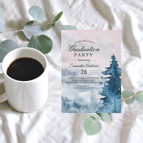 Modern Watercolor Winter Christmas Tree Nature Inv Invitation