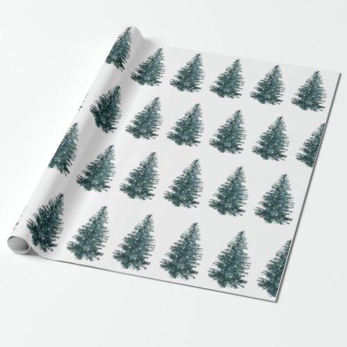 Modern Watercolor Winter Pine Green Tree Christmas Wrapping Paper