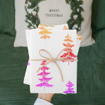 Modern Watercolor Winter Pine Pink Tree Christmas Wrapping Paper Sheets<br><div class="desc">Modern Watercolor Winter Pine Pink Tree Christmas</div>