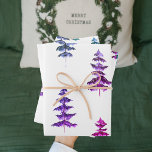 Modern Watercolor Winter Pine PurpleTree Christmas Wrapping Paper Sheets<br><div class="desc">Modern Watercolor Winter Pine PurpleTree Christmas</div>