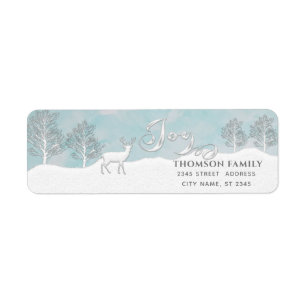 Modern watercolor Winter scene Joy Holiday Label