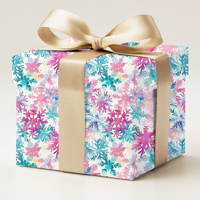 Modern Watercolor Winter Snowflakes Christmas Wrapping Paper (Creator Uploaded)