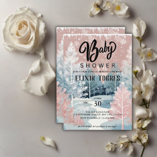 Modern Watercolor Winter Wonderland Baby Shower Invitation